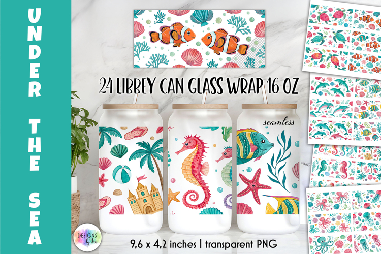 Beach Ocean Libbey Glass Wrap PNG 16oz Sublimation