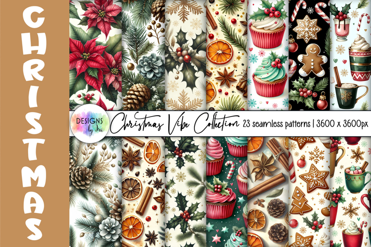 Christmas Seamless Patterns Bundle, Holiday Digital Paper