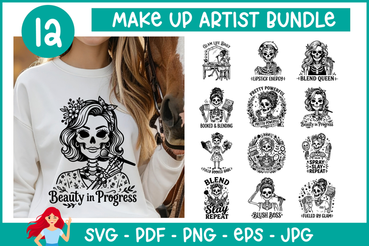 12 Makeup artist SVG, Makeup artist inspired SVG set example image 1