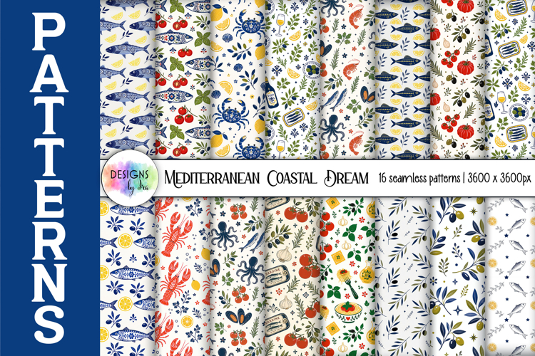 Mediterranean Seamless Patterns Bundle, Folk Art Pattern