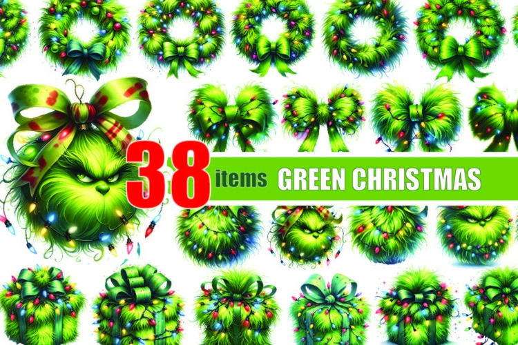 Funny Christmas BUNDLE, PNG, Grinch Style