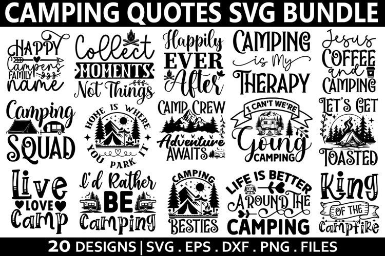 Camping SVG Bundle - Happy Camper SVG, Camping Design