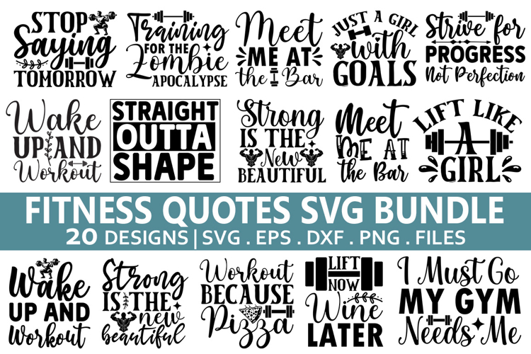 Fitness Quotes SVG Bundle - Gym T-Shirt Design