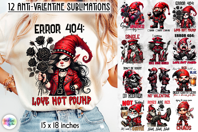 Anti Valentine Gnomes Sublimation Bundle, Sassy Quotes