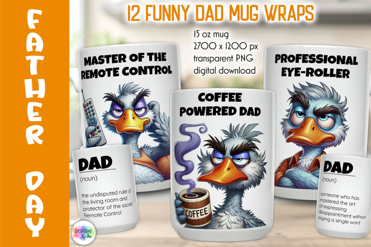 Funny Dad Goose Mug Wraps Bundle, Funny Fathers Day Quotes