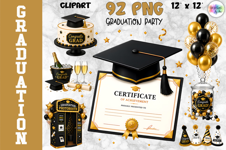 Graduation Party Clipart Bundle, Party Decorations Bundle example image 1