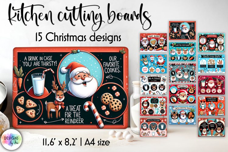 Christmas Treat Board Sublimation Bundle, Santas Tray PNG