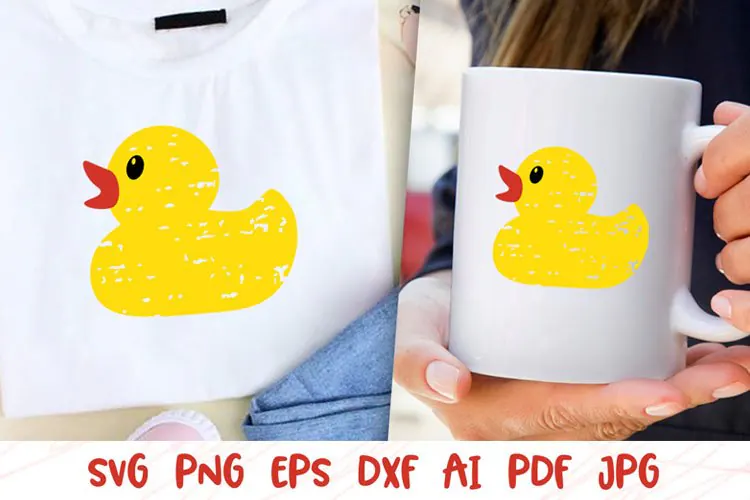 Grunge Rubber Duck SVG | Textured Duckling Clipart