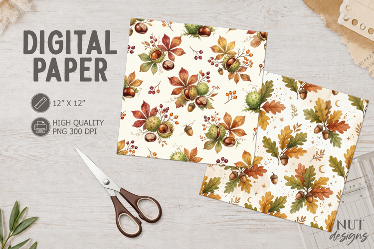 Fall leaves Journal junk Autumn Botanical Digital Paper