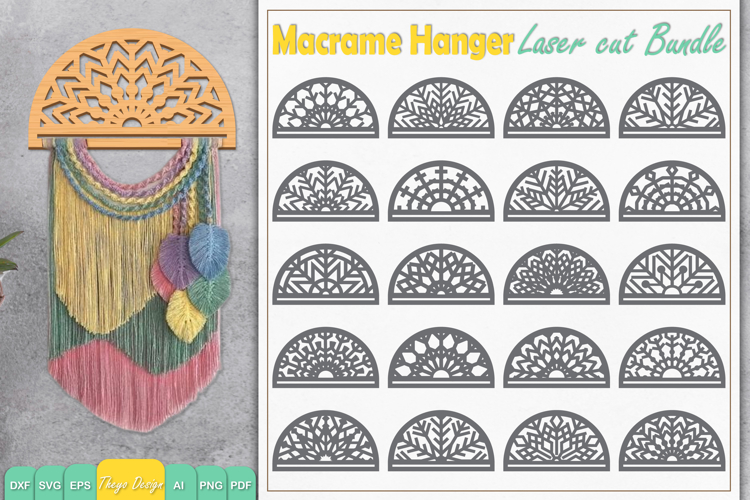 Hanger Macrame Laser Cut | Wood Frame Weaving Macrame Bundle