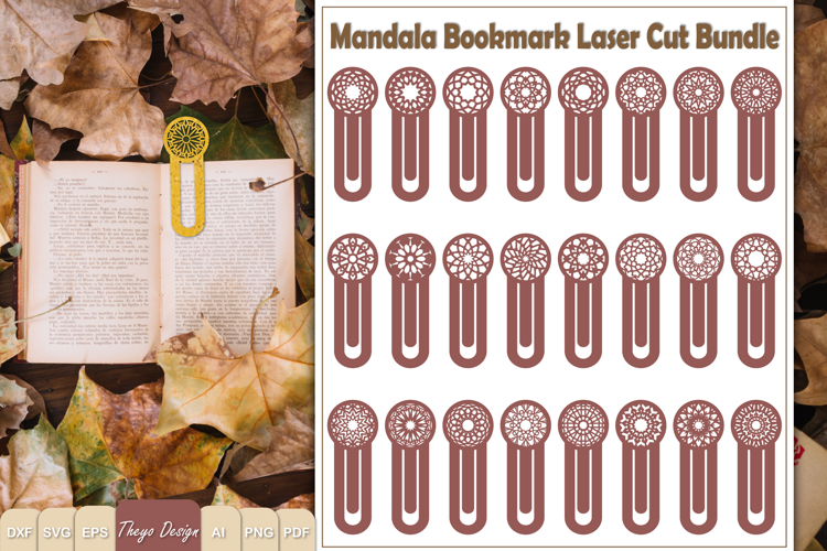 25 Design Mandala Bookmark Papercut Svg | Bookmark Laser Cut