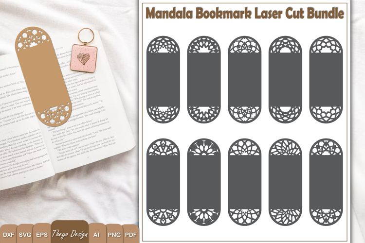 Mandala Bookmark papercut Svg | Bookmark Laser cut Bundle