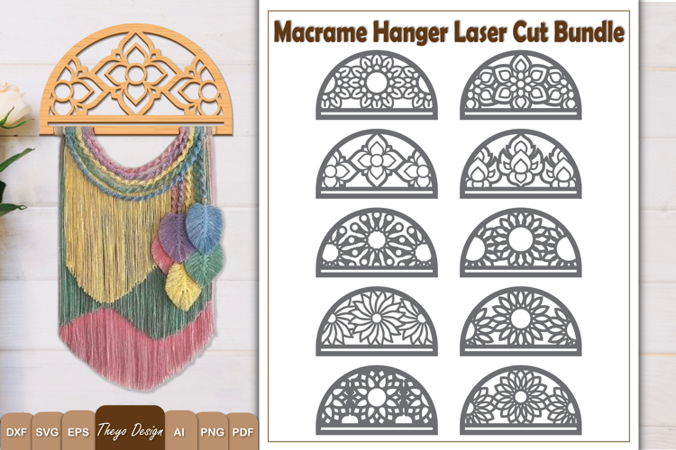 Hanger Macrame Laser Cut | Wood Frame Weaving Macrame Bundle