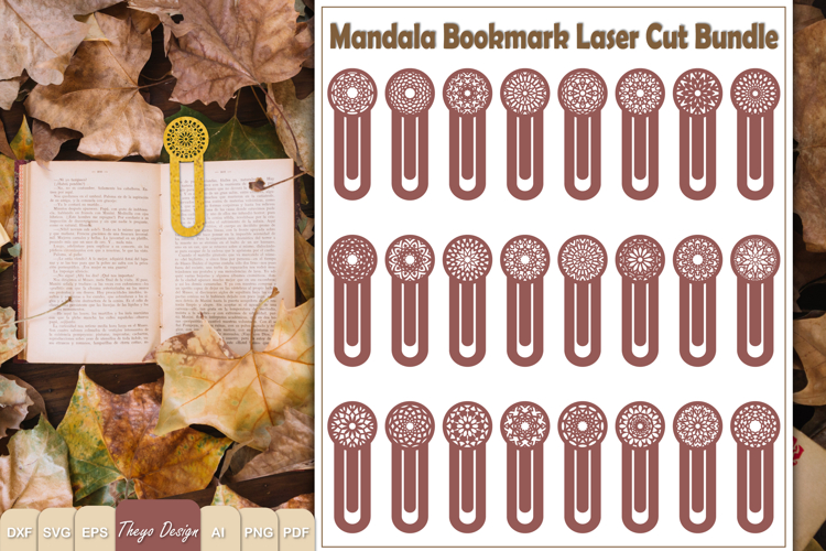 25 Design Mandala Bookmark Papercut Svg | Bookmark Laser Cut