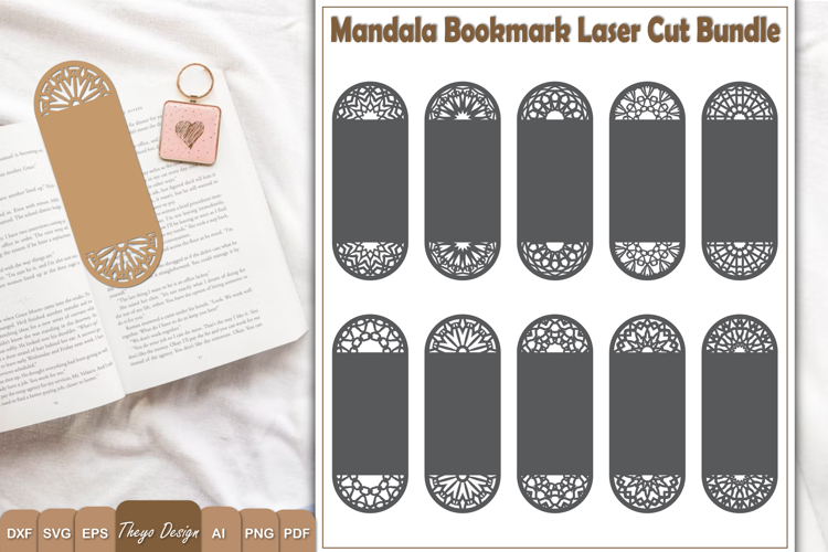 Mandala Bookmark papercut Svg | Bookmark Laser cut Bundle