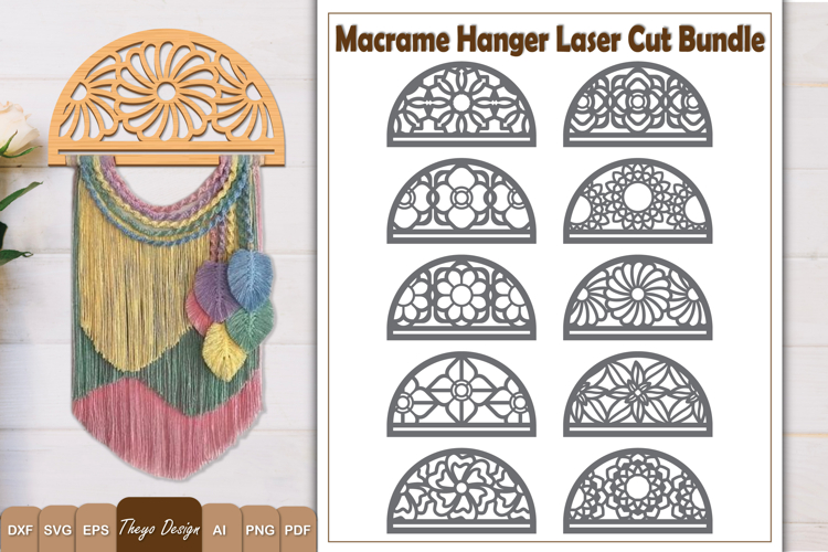 Hanger Macrame Laser Cut | Wood Frame Weaving Macrame Bundle