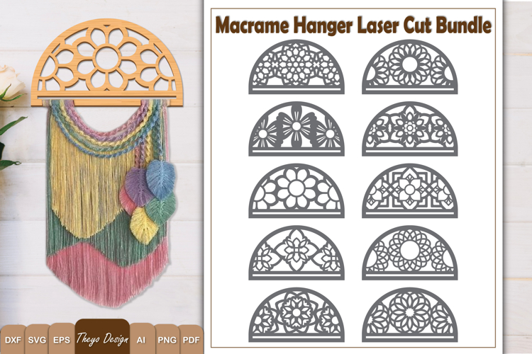 Hanger Macrame Laser Cut | Wood Frame Weaving Macrame Bundle