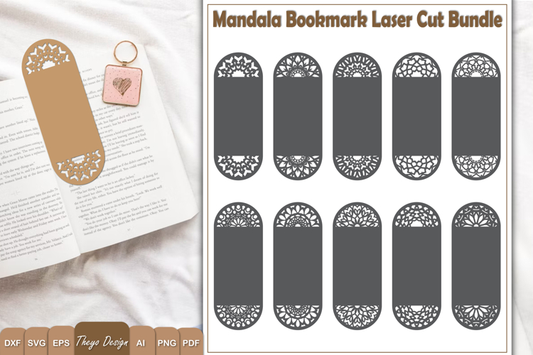 Mandala Bookmark papercut Svg | Bookmark Laser cut Bundle