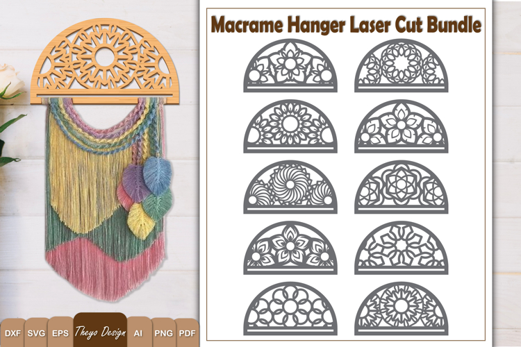 Hanger Macrame Laser Cut | Wood Frame Weaving Macrame Bundle