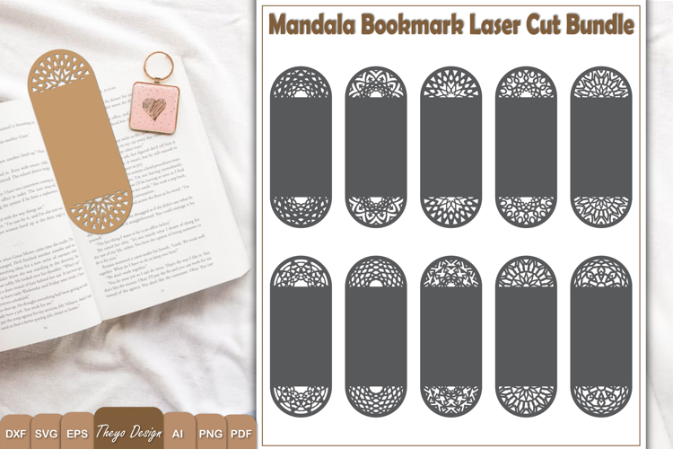 Mandala Bookmark papercut Svg | Bookmark Laser cut Bundle