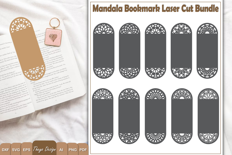 Mandala Bookmark papercut Svg | Bookmark Laser cut Bundle