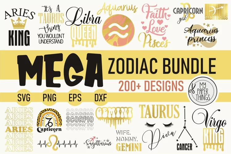 Mega Zodiac Sign and Astrology SVG bundle