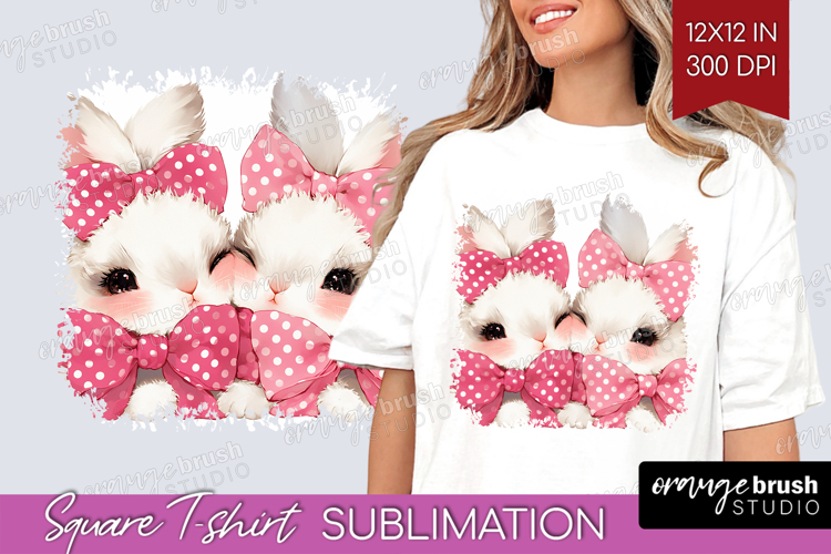 Bunnies Valentine Square Tshirt Background Cute Valentines