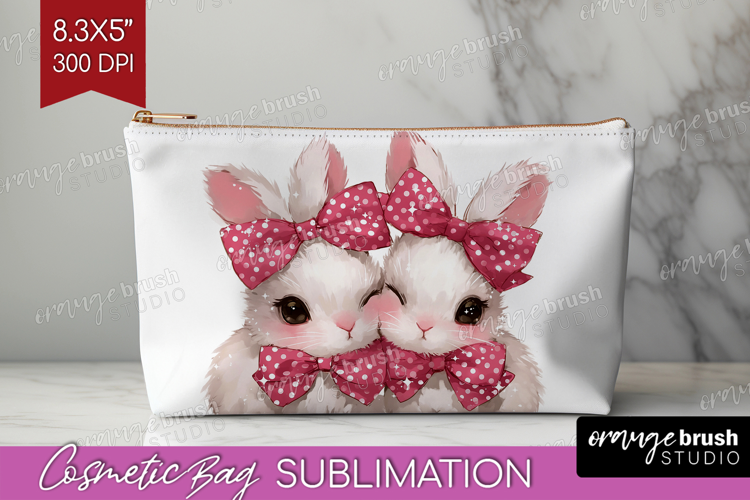 Bunnies Valentine Cosmetic Bag Cute Valentines Day Makeup