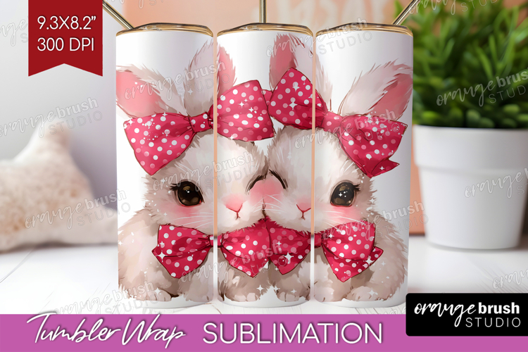 Bunnies Valentine Tumbler Wrap Cute Valentines Day Tumbler