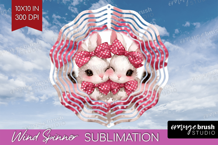 Bunnies Valentine Wind Spinner Sublimation PNG Cute Day