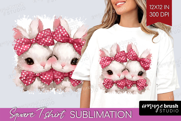 Bunnies Valentine Square Tshirt Background Cute Valentines