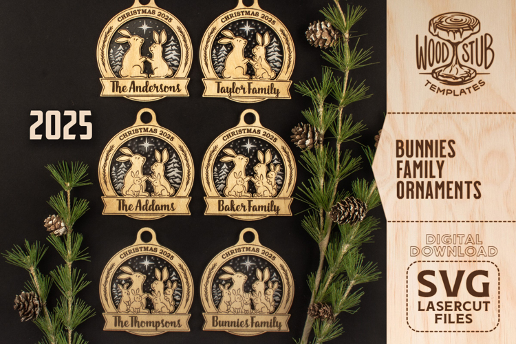 Bunnies ornaments svg, Christmas Ornaments svg