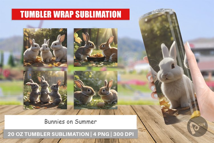 Tumbler Sublimation Wrap Bunny on Summer