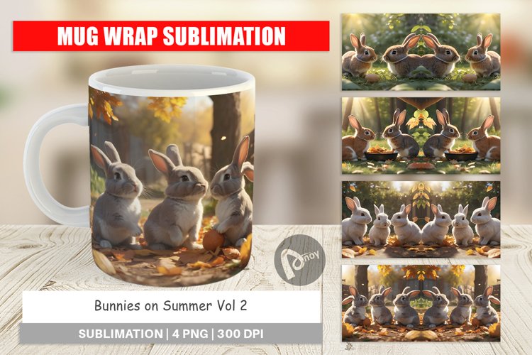 Mug Wrap Design Bunny on Summer