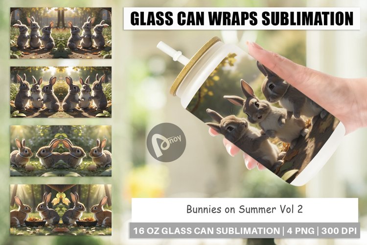 Glass Can Wraps Bunny on Summer