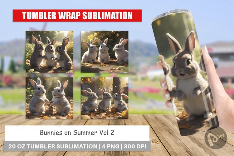 Tumbler Sublimation Wrap Bunny on Summer