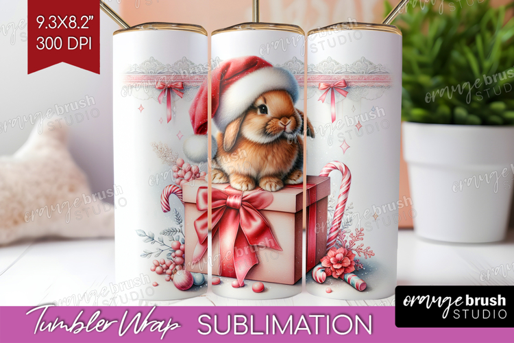 Bunny Pastel Christmas Tumbler Wrap Coquette Xmas Tumbler