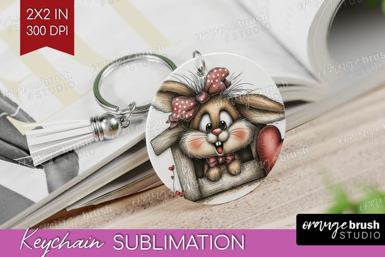 Bunny Valentine Keychain PNG Whimsical Animal Keychain
