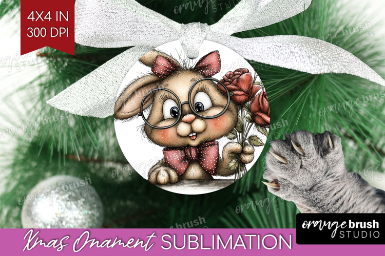 Bunny Valentine Ornament PNG Whimsical Animal PNG