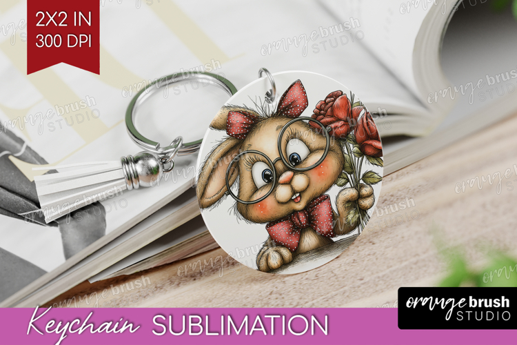 Bunny Valentine Keychain PNG Whimsical Animal Keychain