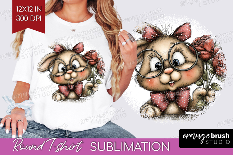 Bunny Valentine Round Tshirt Background Whimsical Animal PNG