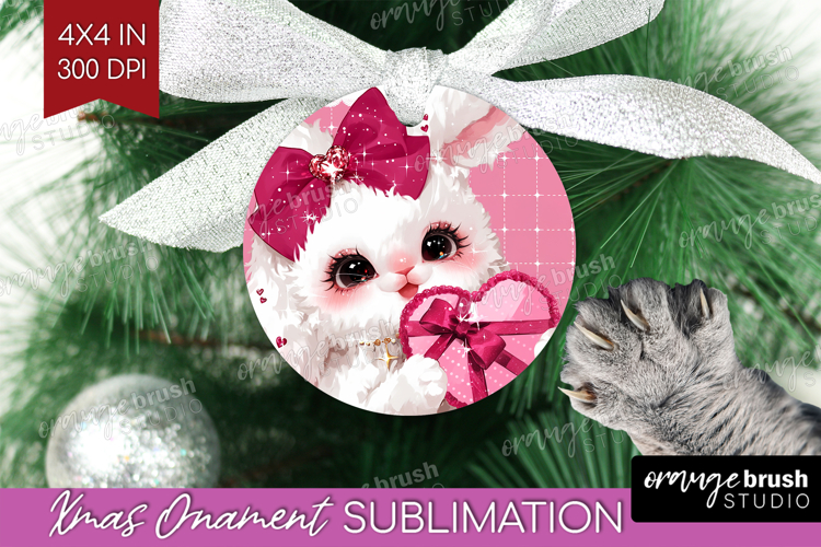 Bunny Valentine Ornament PNG Cute Valentines Day PNG