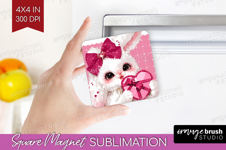 Bunny Valentine Magnet Sublimation Cute Valentines Day