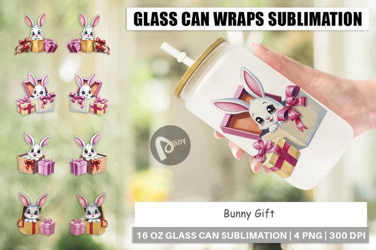 Glass Can Bunny Gift