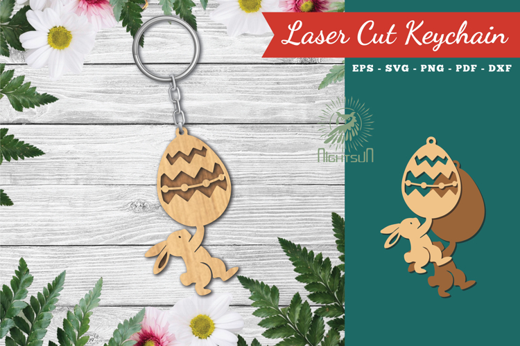 Bunny And Egg Lasercut Keychain