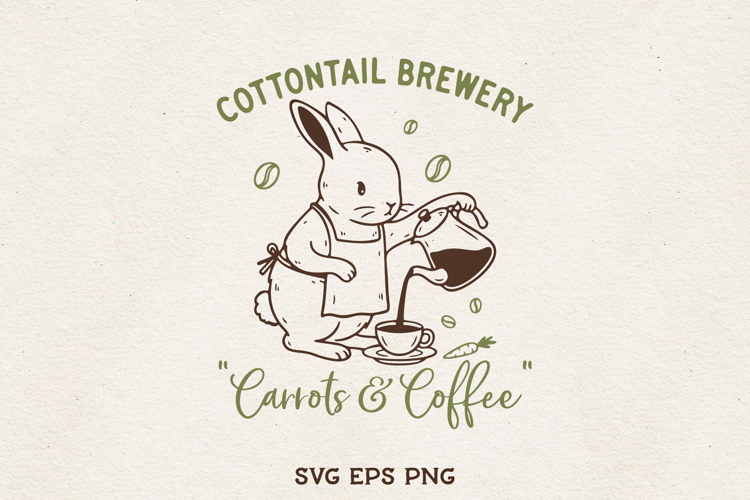 Cottontail Brewery SVG Bunny Coffee Easter Design PNG EPS