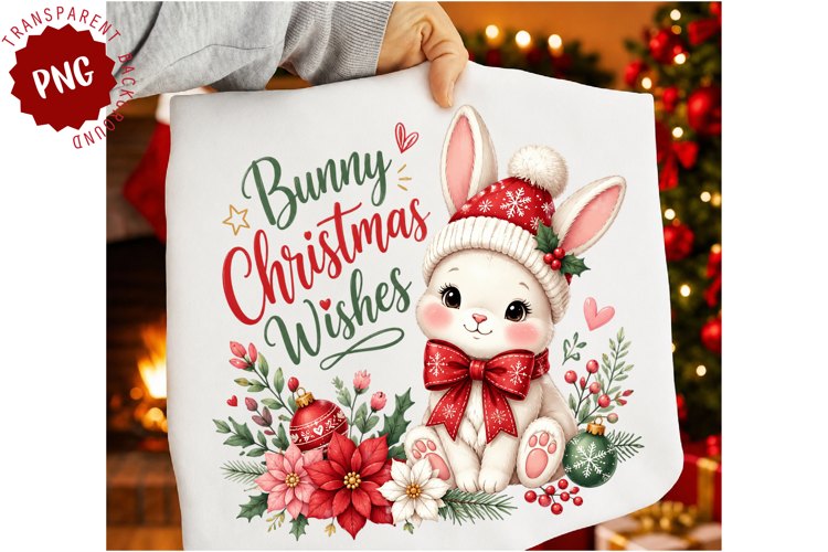 Bunny Christmas Wishes PNG