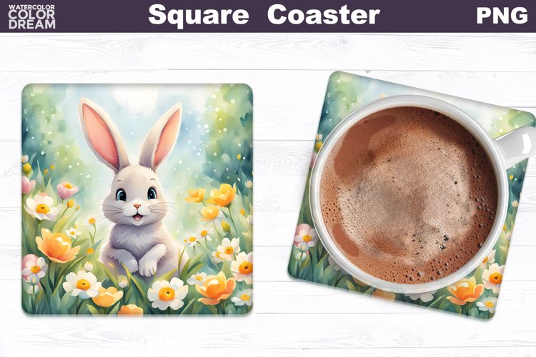 Easter Square Coaster | Spring Bunny Square Coaster