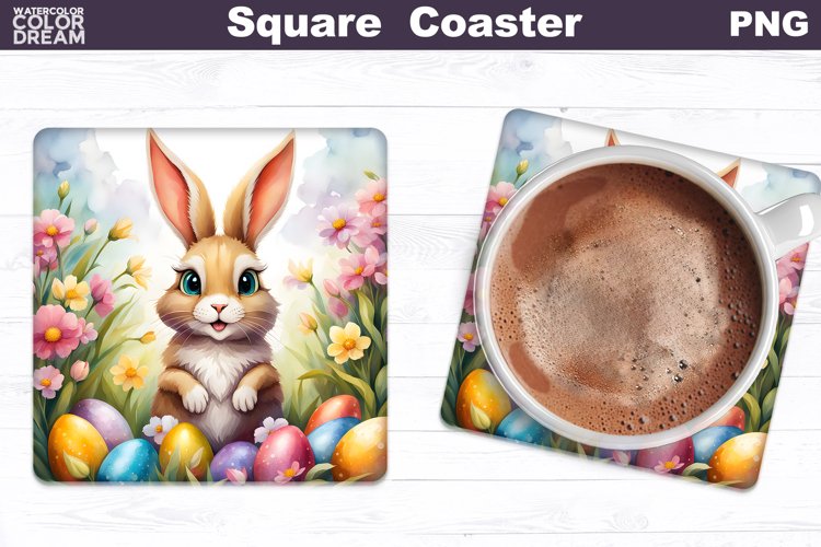 Easter Square Coaster | Spring Bunny Square Coaster