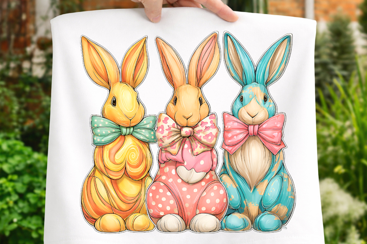 Bunny Coquette Bow PNG, Brushstroke bunny easter PNG